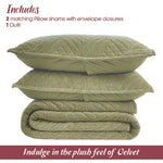 Superior Karina Cotton Velvet Lightweight Quilt and Pillow Sham Set