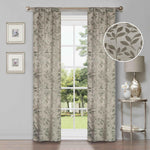 Leaves Machine Washable Room Darkening Blackout Curtains, Set of 2