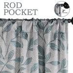 Leaves Machine Washable Room Darkening Blackout Curtains, Set of 2