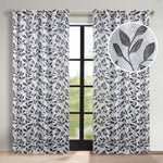 Blackout Curtains Leaves Pattern Room Darkening Grommet 2 Panels