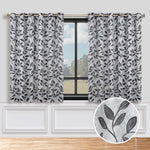 Blackout Curtains Leaves Pattern Room Darkening Grommet 2 Panels