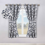 Blackout Window Curtains Leaves Pattern Room Darkening Set of 2