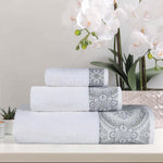 Medallion Cotton Jacquard Textured Soft Absorbent 3 Piece Towel Set