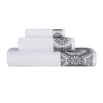 Medallion Cotton Jacquard Textured Soft Absorbent 3 Piece Towel Set