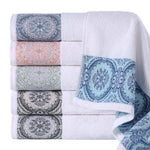 Medallion Cotton Jacquard Textured Soft Absorbent 3 Piece Towel Set