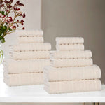 Mika Smart Twist Viscose Cotton Blend Solid Ribbed 12 Piece Towel Set