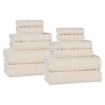 Mika Smart Twist Viscose Cotton Blend Solid Ribbed 12 Piece Towel Set