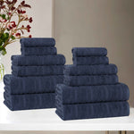 Mika Smart Twist Viscose Cotton Blend Solid Ribbed 12 Piece Towel Set