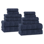 Mika Smart Twist Viscose Cotton Blend Solid Ribbed 12 Piece Towel Set