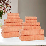 Mika Smart Twist Viscose Cotton Blend Solid Ribbed 12 Piece Towel Set
