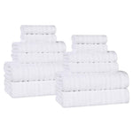 Mika Smart Twist Viscose Cotton Blend Solid Ribbed 12 Piece Towel Set