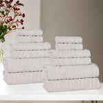 Mika Smart Twist Viscose Cotton Blend Solid Ribbed 12 Piece Towel Set