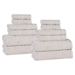 Mika Smart Twist Viscose Cotton Blend Solid Ribbed 12 Piece Towel Set