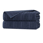 Mika Smart Twist Viscose Cotton Blend Ribbed Bath Sheets, Set of 2