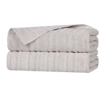 Mika Smart Twist Viscose Cotton Blend Ribbed Bath Sheets, Set of 2