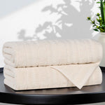 Viscose Cotton Blend Ribbed Bath Towel Set of 2