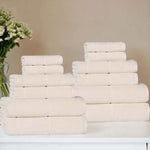 Superior Mile Smart Twist Viscose Cotton Blend Solid 12 Piece Towel Set