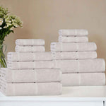 Superior Mile Smart Twist Viscose Cotton Blend Solid 12 Piece Towel Set