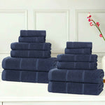Milo Smart Twist Viscose Cotton Blend Solid Ribbed 12 Piece Towel Set