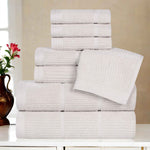Milo Smart Twist Viscose Cotton Blend Solid Ribbed 8 Piece Towel Set