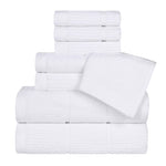 Milo Smart Twist Viscose Cotton Blend Solid Ribbed 8 Piece Towel Set