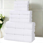 Milo Smart Twist Viscose Cotton Blend Solid Ribbed 9 Piece Towel Set