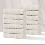 Superior Naples Cotton Blend Checkered Ribbed Face Towels, Set of 12