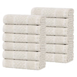 Superior Naples Cotton Blend Checkered Ribbed Face Towels, Set of 12