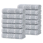 Superior Naples Cotton Blend Checkered Ribbed Face Towels, Set of 12
