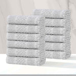 Superior Naples Cotton Blend Checkered Ribbed Face Towels, Set of 12