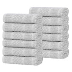 Superior Naples Cotton Blend Checkered Ribbed Face Towels, Set of 12