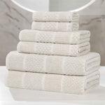 Superior Naples Cotton Blend Checkered and Ribbed 6 Piece Towel Set