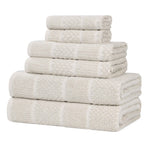 Superior Naples Cotton Blend Checkered and Ribbed 6 Piece Towel Set