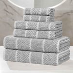 Superior Naples Cotton Blend Checkered and Ribbed 6 Piece Towel Set