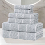Superior Naples Cotton Blend Checkered and Ribbed 6 Piece Towel Set