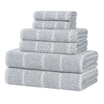 Superior Naples Cotton Blend Checkered and Ribbed 6 Piece Towel Set