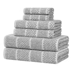 Superior Naples Cotton Blend Checkered and Ribbed 6 Piece Towel Set