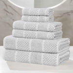 Superior Naples Cotton Blend Checkered and Ribbed 6 Piece Towel Set