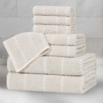 Superior Naples Cotton Blend Checkered and Ribbed 8 Piece Towel Set