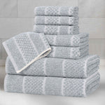 Superior Naples Cotton Blend Checkered and Ribbed 8 Piece Towel Set