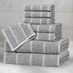 Superior Naples Cotton Blend Checkered and Ribbed 8 Piece Towel Set