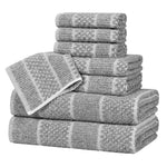 Superior Naples Cotton Blend Checkered and Ribbed 8 Piece Towel Set