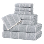 Superior Naples Cotton Blend Checkered and Ribbed 8 Piece Towel Set