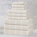 Superior Naples Cotton Blend Checkered and Ribbed 9 Piece Towel Set