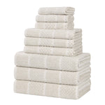 Superior Naples Cotton Blend Checkered and Ribbed 9 Piece Towel Set
