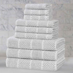 Superior Naples Cotton Blend Checkered and Ribbed 9 Piece Towel Set