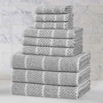Superior Naples Cotton Blend Checkered and Ribbed 9 Piece Towel Set