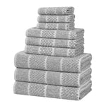 Superior Naples Cotton Blend Checkered and Ribbed 9 Piece Towel Set