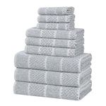 Superior Naples Cotton Blend Checkered and Ribbed 9 Piece Towel Set