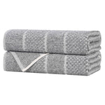 Cotton Blend Checkered and Rib Bath Towel Set of 2